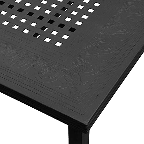 Oakland Living Modern Outdoor Mesh Lattice Aluminum Dining Set with Eight Arm Chairs Black