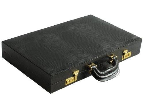 Zaza & Sacci Leather Backgammon Board Set Large Black Lizard II