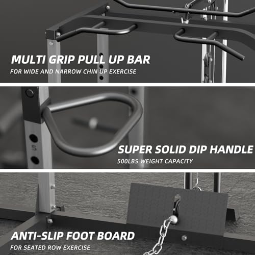 VANSWE Power Rack Olympic Power Cage Home Gym Equipment Black&Silver