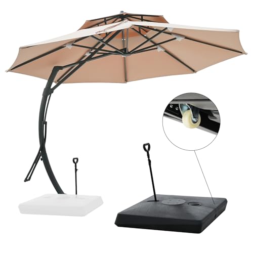 Astomi 10Ft Cantilever Patio Umbrella with Base Beige