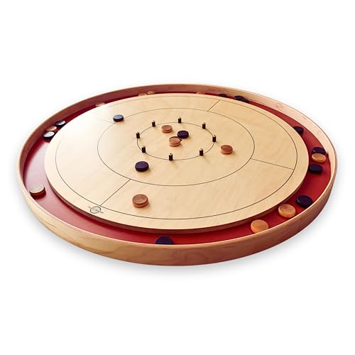 Crokinole Canada Tracey Red Tournament Crokinole Board Game Set Brown and Red
