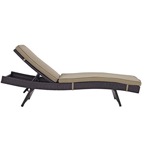Modway Convene Wicker Rattan Outdoor Patio Chaise Lounge Chairs Set of 6 Mocha