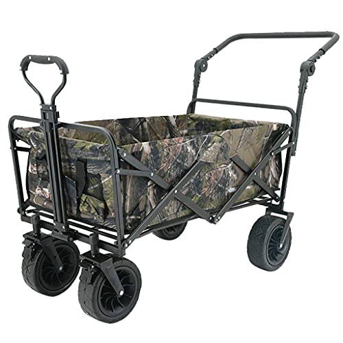 5sssallefaa Outdoor Folding Utility Wagon Cart with 4 Large Wheels Camouflage
