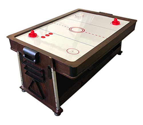 SIMBASHOPPING USA 7FT Multigame Pool Table Red/Brown - Air Hockey & Table Tennis