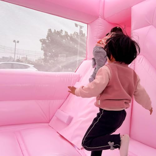 Inmaqui Pink Inflatable Bounce House with Slide and Air Blower