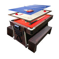SIMBASHOPPING USA 7FT Multigame Pool Table with Air Hockey, Table Tennis, Red Brown