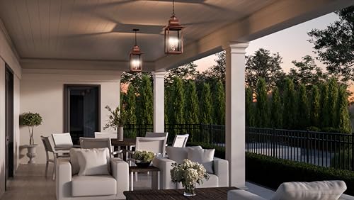 Urban Ambiance Luxury Antique Outdoor Pendant Light Large Rustic Copper 26" H x 12" W