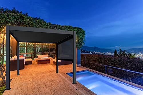 BON PERGOLA 10 ft Wind Resistant Manual Side Shade for Aluminum Pergola Dark Gray