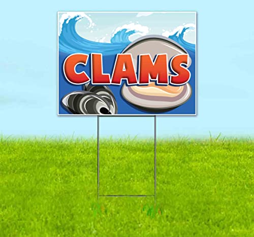 TampaPrinting Clams Yard Sign 18" x 24" with Metal Stake