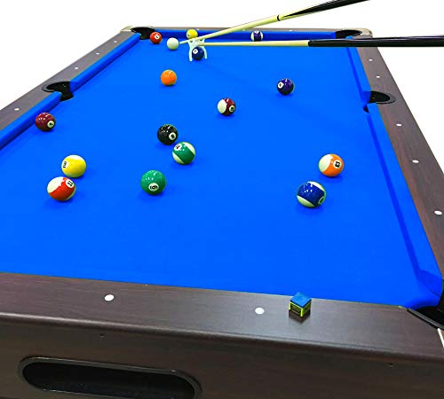 SIMBASHOPPING USA 8' Feet Billiard Pool Table Full Accessories Game Bellagio Blue 8FT with Benches Blue,Red