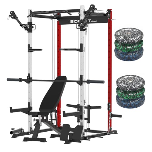 EonfitOmni Power Cage 1200 LBS Multi-Functional Home Gym Rack with Adjustable Cable Crossover