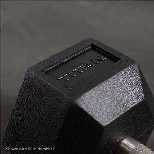 Titan Fitness 120 LB Pair Black Rubber Coated Hex Dumbbells