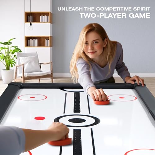 WAQINBR 6ft Air Hockey Table LED Game Set Black White