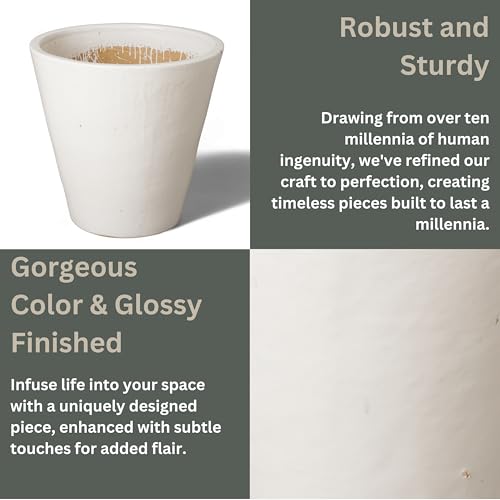Emissary 26in White Stoneware Round Planter