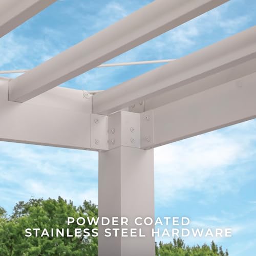 Backyard Discovery Windham 14' x 12' Galvanized Steel Pergola Kit with Shade Sail Canopy White