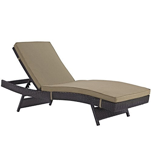 Modway Convene Wicker Rattan Outdoor Patio Chaise Lounge Chairs Set of 6 Mocha