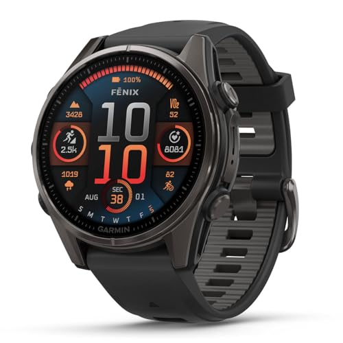 PlayBetter Garmin Fenix 8 AMOLED Sapphire Multisport GPS Smartwatch Bundle Carbon Gray DLC Titanium