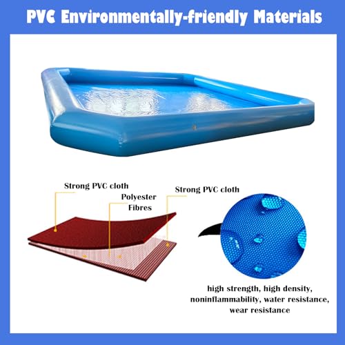 EQCOTWEA Oversized Inflatable Swimming Pool with 110V Blower Blue