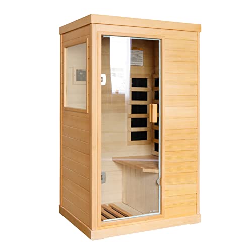 ToTibuy Far Infrared Home Sauna Low-EMF 800W Canadian Hemlock with Control Panel and Bluetooth Red
