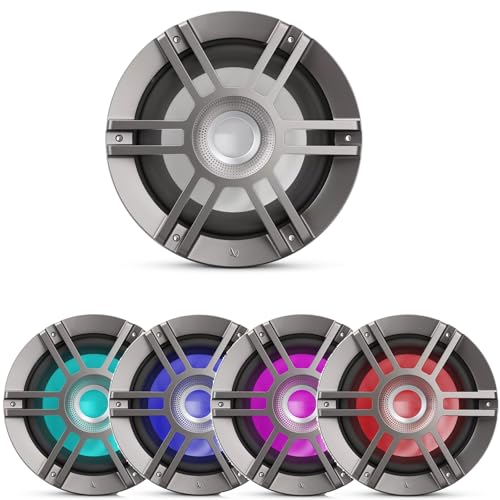 Enrock Marine Bluetooth Radio & 4X 6.5" RGB LED Titanium Speakers & 10" RGB LED Subwoofer & 5 Channel Amplifier Kit