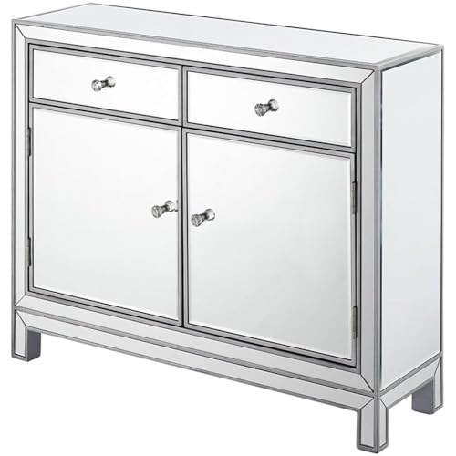 Elegant Lighting Reflexion Mirrored Nightstand Antique Silver