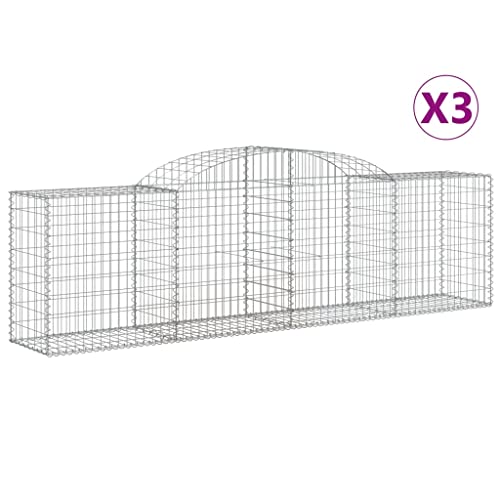 Arched Gabion Baskets 3 pcs Galvanized Iron for Outdoor Plants White Black Other