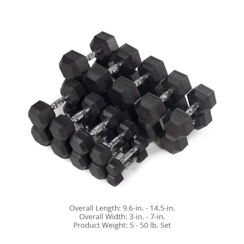 Titan Fitness Rubber Coated Hex Dumbbell Black