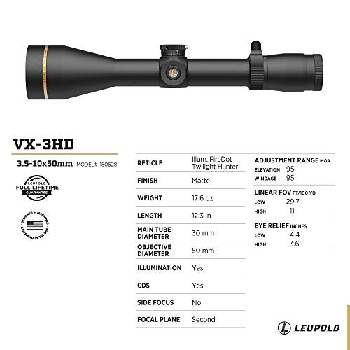 Leupold VX-3HD 3.5-10x50 CDS-ZL Illum. FireDot Twilight Hunter Riflescope