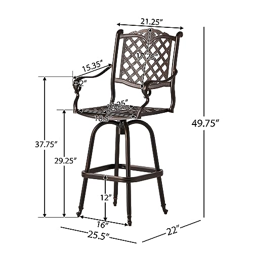 Christopher Knight Home Arlana Outdoor 5-Piece Cast Aluminum Bar Set Black Copper