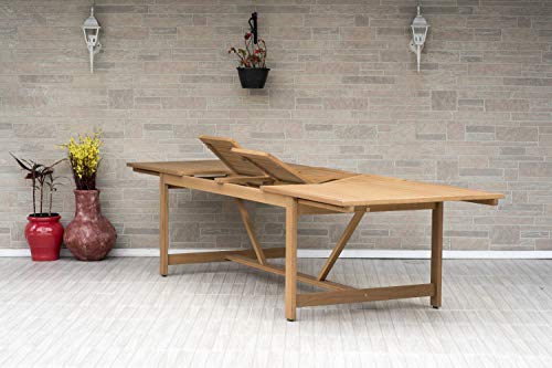 Brampton Patio Athens 11-Piece Outdoor Dining Table Set Light Teak Finish
