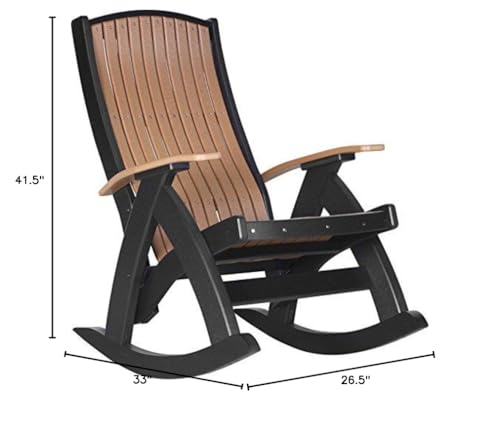 LuxCraft Poly Comfort Rocker Outdoor Rocking Chair Cedar & Black