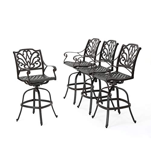 Christopher Knight Home Alfresco Outdoor Cast Aluminum Barstool Set, 4-Pcs Bronze