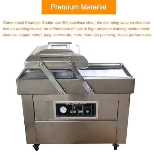 WYDDDARY Double Chamber Vacuum Sealer 900W Heavy Duty Stainless Steel 15.7 Inch for Meats, Vegetables, Fruits