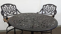 PatioLand Elizabeth Outdoor Patio 5pc Bar Set Dark Bronze Cast Aluminum Walnut