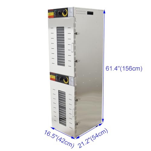 HayWHNKN Commercial Food Dehydrator Machine 40 Trays Stainless Steel Silver