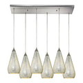 ELK Lighting Curvalo 6-Light Pendant with Silver Crackle Glass Shade Satin Nickel