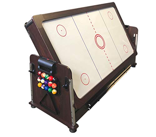 SIMBASHOPPING USA 7FT Multigame Pool Table with Air Hockey, Table Tennis, & Table Top Blue/Brown