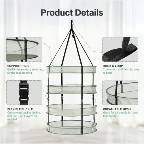 iPower 36-Pack 2ft 4-Layer Mesh Herb Rack Drying Net with Free Storage Bag