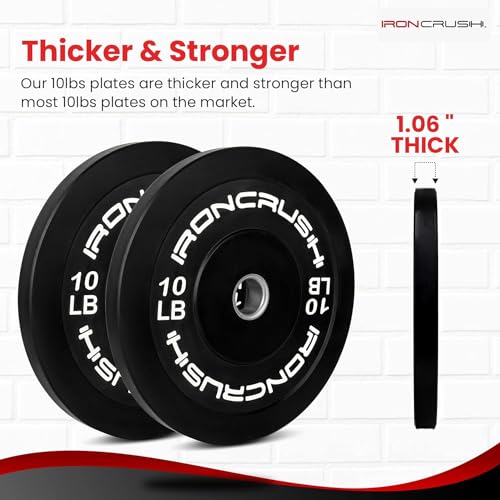 Iron Crush Olympic Bumper Plate Sets - Premium Virgin Rubber Weights for Strength Training - Compatible with 2" Barbells 250LB