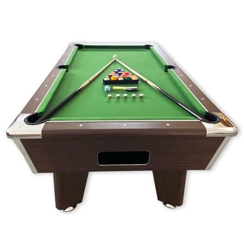 SIMBASHOPPING USA 7FT Coin Operated Pool Table Green - Competition Green, Brown