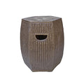 Orientliving Chinese Hexagon Bamboo Theme Ceramic Garden Stool Brown