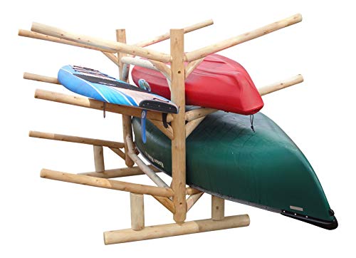 Log Kayak Rack 2 Canoe + 4 Kayak/SUP Rack Natural