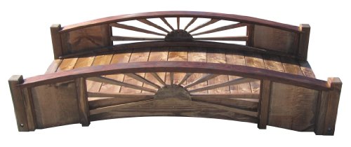 SamsGazebos Sunburst Wood Garden Bridge 6' Brown
