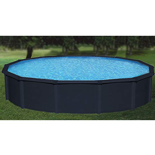 Lake Effect Pools Metropolitan 15' Round Above-Ground Pool Black with Blue Liner & Skimmer