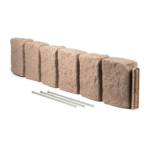 Beuta Sandstone BlockXL Garden Edging - 9.5 Inches Tall, Easy Install 40pk, Sandstone