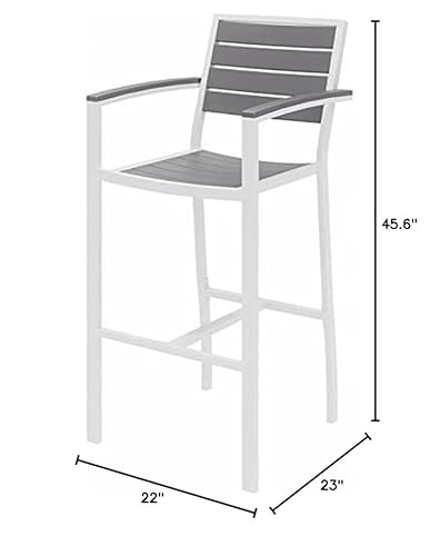 Home Square 3 Piece Aluminum Patio Bar Stool Set Gray and White