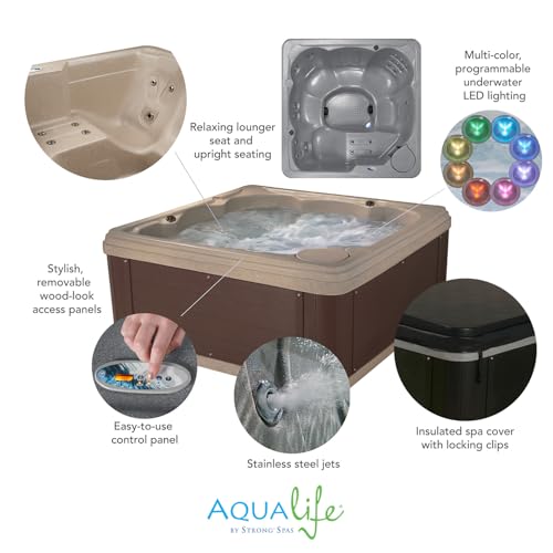 Essential Hot Tubs Inland 5-6 Person Plug & Play Spa 24 Jets LED Gray Granite