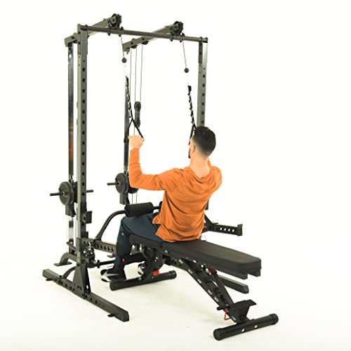 Fitness Reality Cable Cross Over and LAT Pulldown Combo Attachment for Power Cage Grey