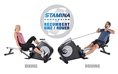 Stamina Conversion II Recumbent Bike/Rower Black, Brushed Aluminum