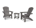 Polywood Nautical 3-Piece Curveback Adirondack Chair Set with Side Table Slate Grey